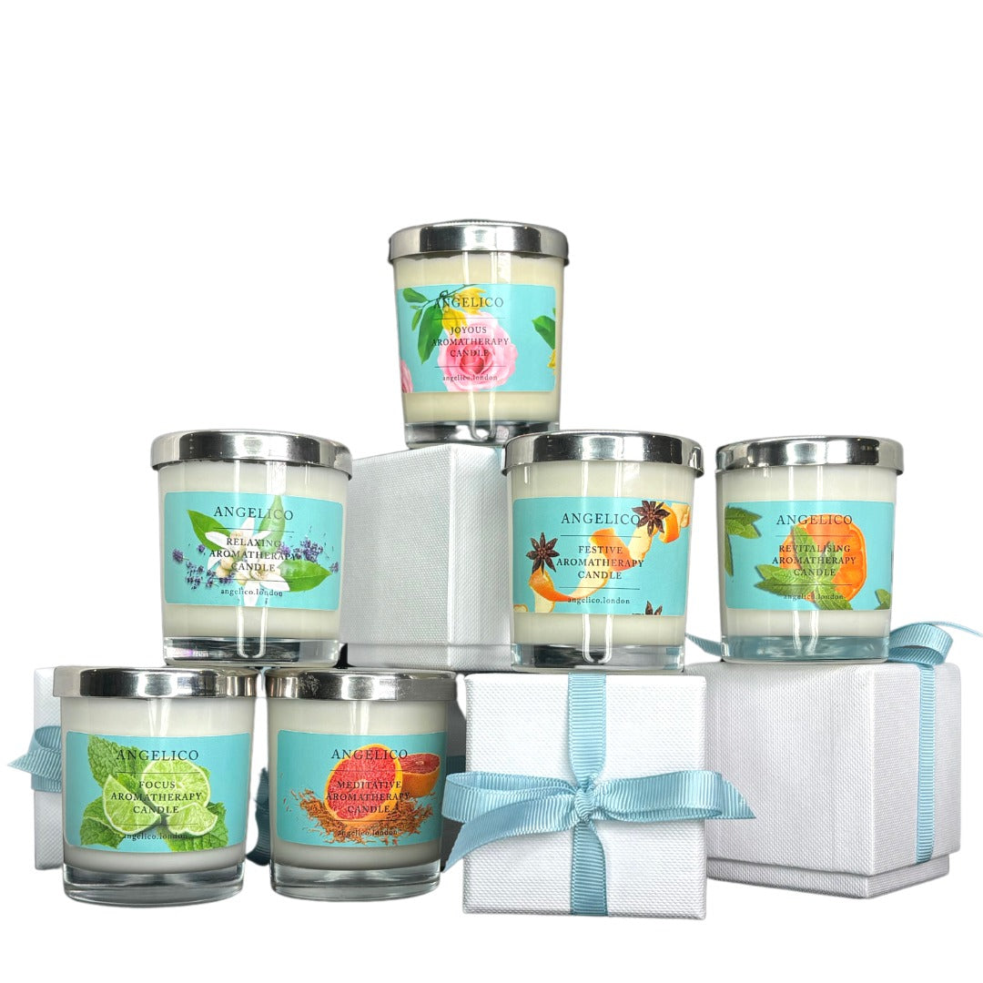 Angelico 75cc candle range in glass jars and lids