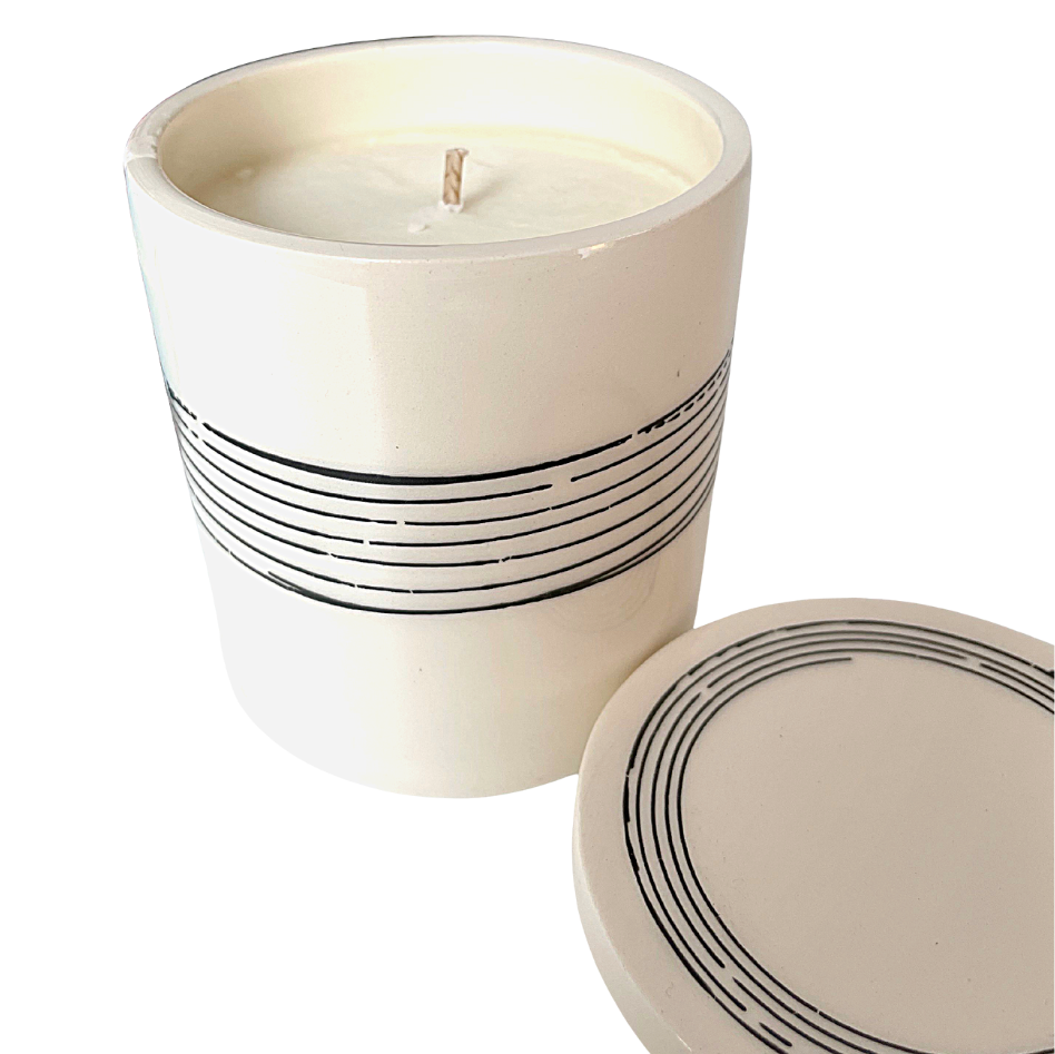 Joyous 200g candle in unique hand made ceramic jar with gift box