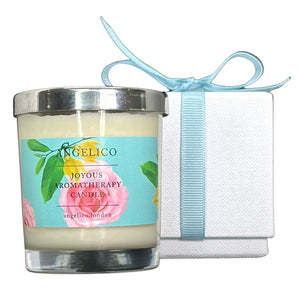 Joyous candle in glass jar with gift box