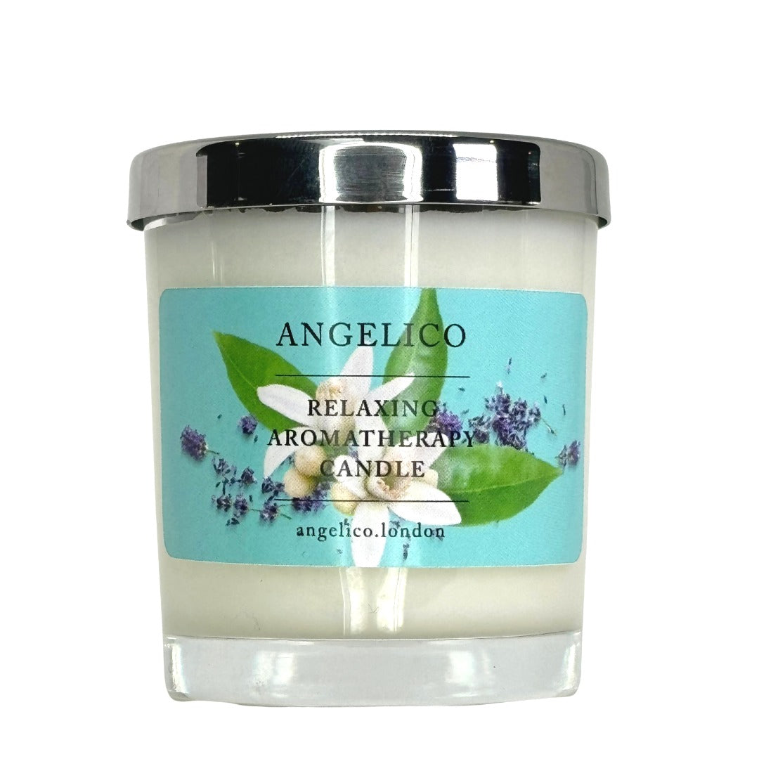 Relaxing candle in glass jar with gift box