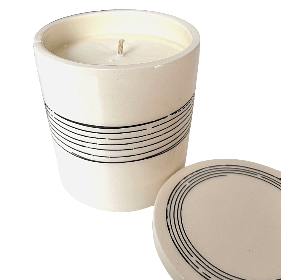 Candle in Unique Hand Made Ceramic Jar - Angelico