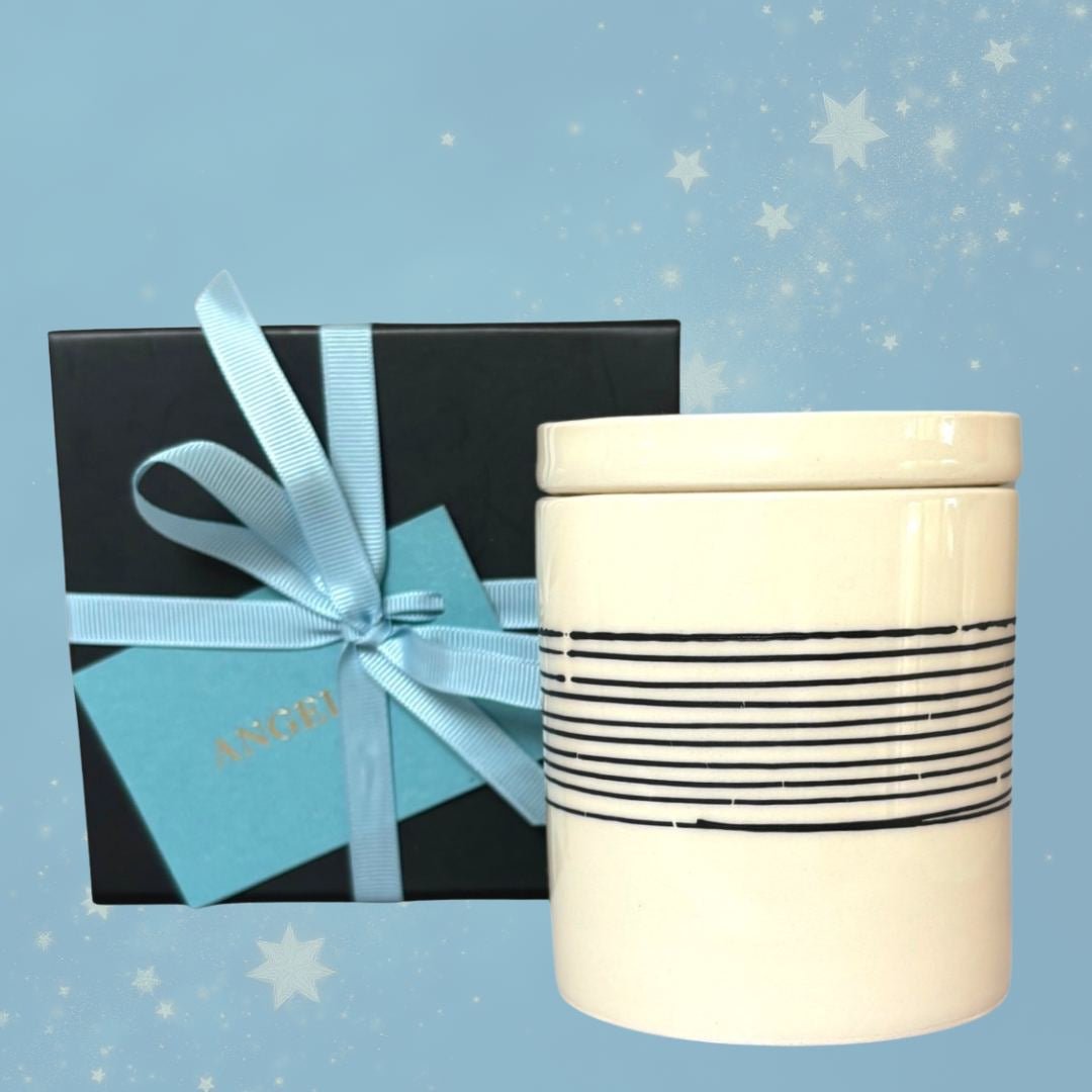 Candle in Unique Hand Made Ceramic Jar - Angelico