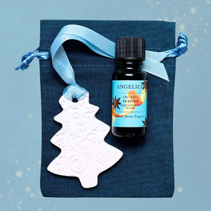 Festive Aromatherapy Blend with Ceramic Christmas Tree diffuser Gift - Angelico
