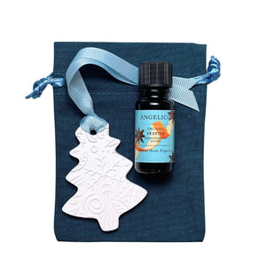 Festive Aromatherapy Blend with Ceramic Christmas Tree diffuser Gift - Angelico