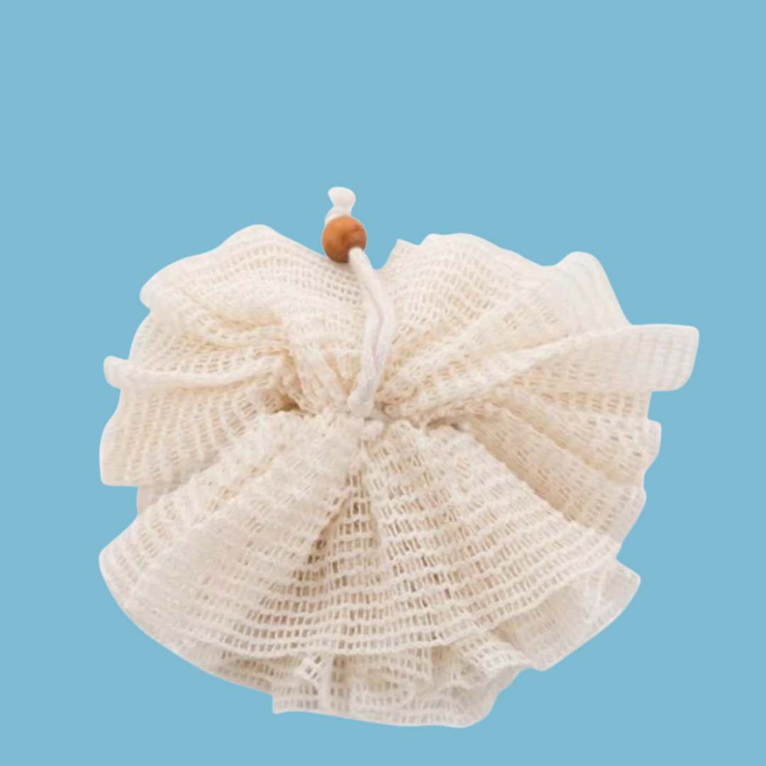 Natural Cotton Shower Pouf, Body Loofah - Angelico