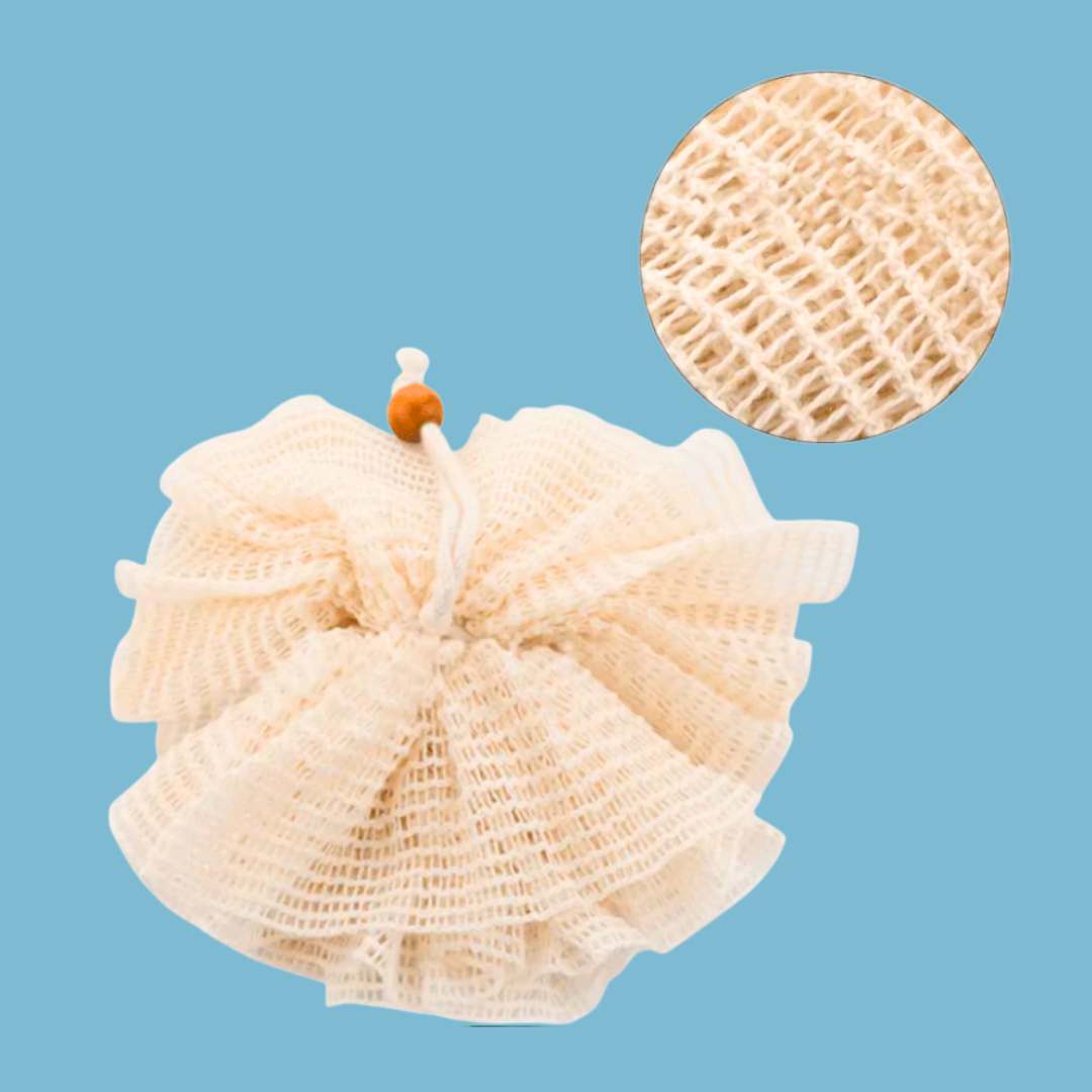 Natural Cotton Shower Pouf, Body Loofah - Angelico