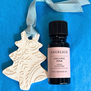 Pine Essential Oil with Ceramic Christmas Tree diffuser Gift - Angelico