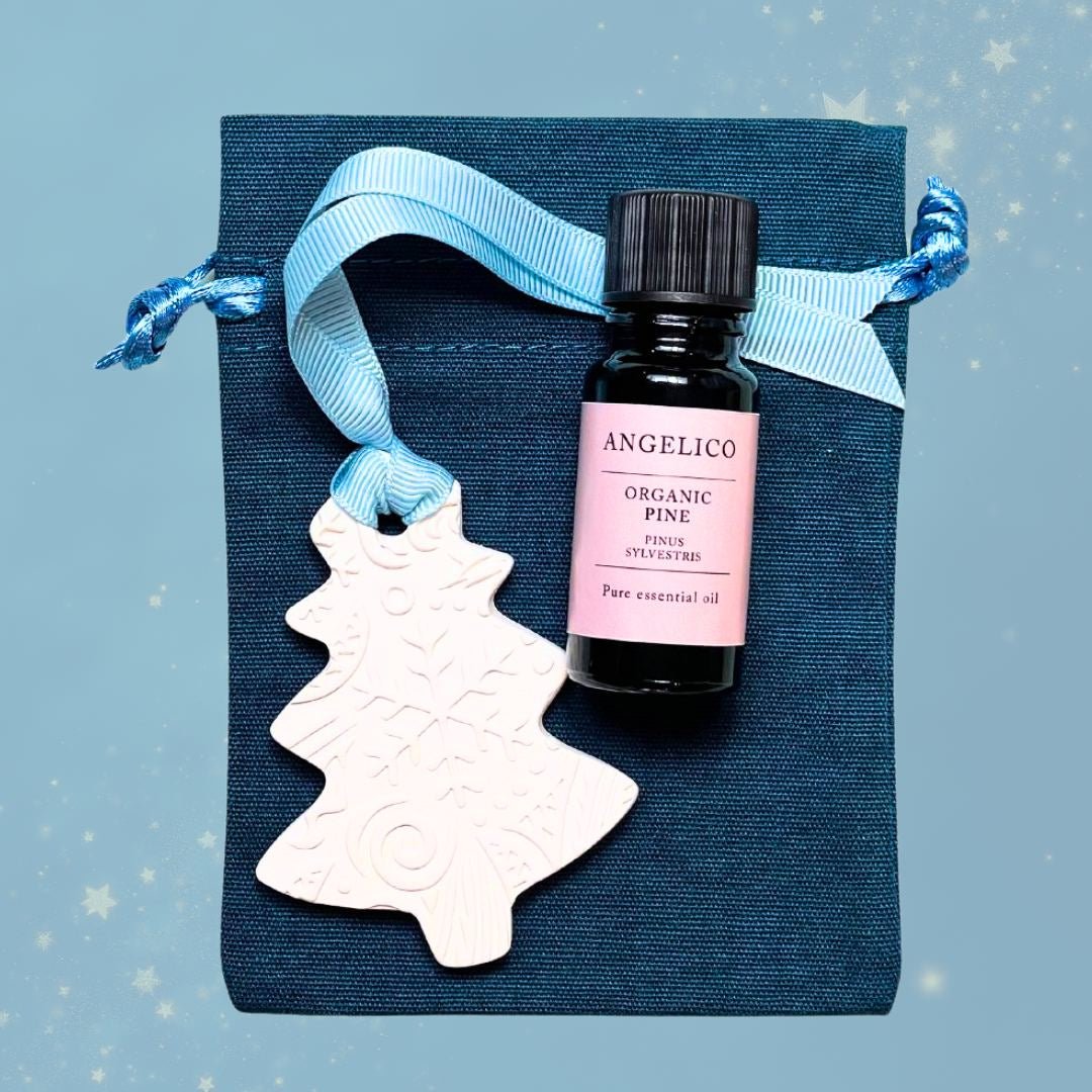Pine Essential Oil with Ceramic Pine Tree diffuser Gift - Angelico
