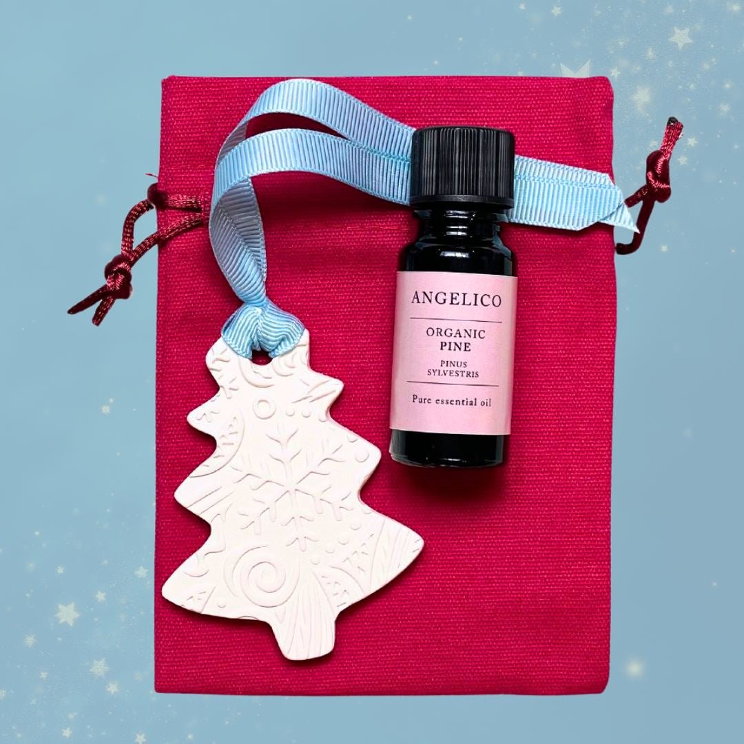 Pine Essential Oil with Ceramic Pine Tree diffuser Gift - Angelico