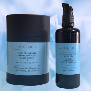 Rejuvenating Bath Salts & Deeply Relaxing Body Oil - Angelico