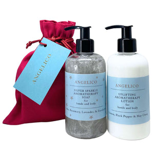 Silver Sparkle Soap & Uplifting Lotion Gift - Angelico